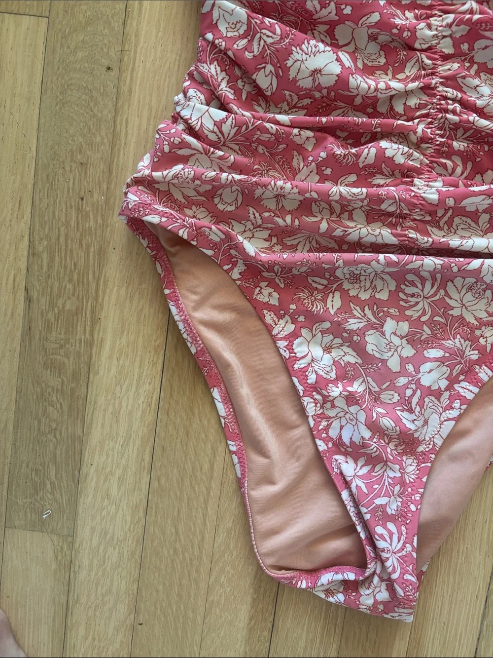 J. Crew Coral and White Floral One-Piece Swimsuit